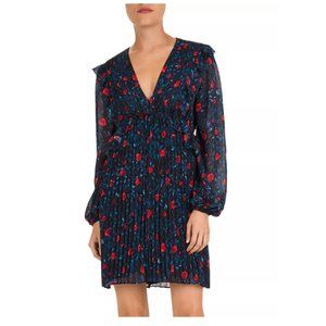 The Kooples Poison Roses Pleated Floral Mini Dress